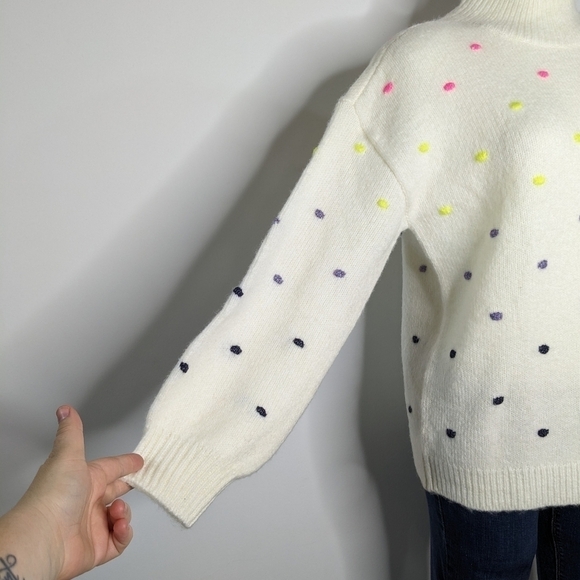 NWT LOFT white colorful polkadot mock neck sweater LP - Picture 4 of 8